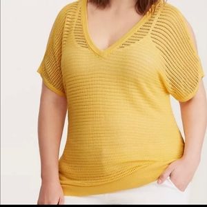 5 for $25 ❤️Torrid Open Stitch Cold Shoulder Dolman Sweater Blouse